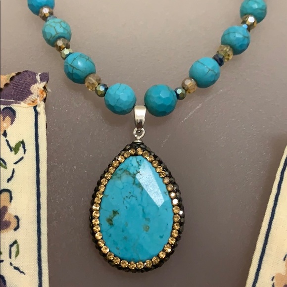Jewelry - Genuine Turquoise Pendant Handcrafted Necklace